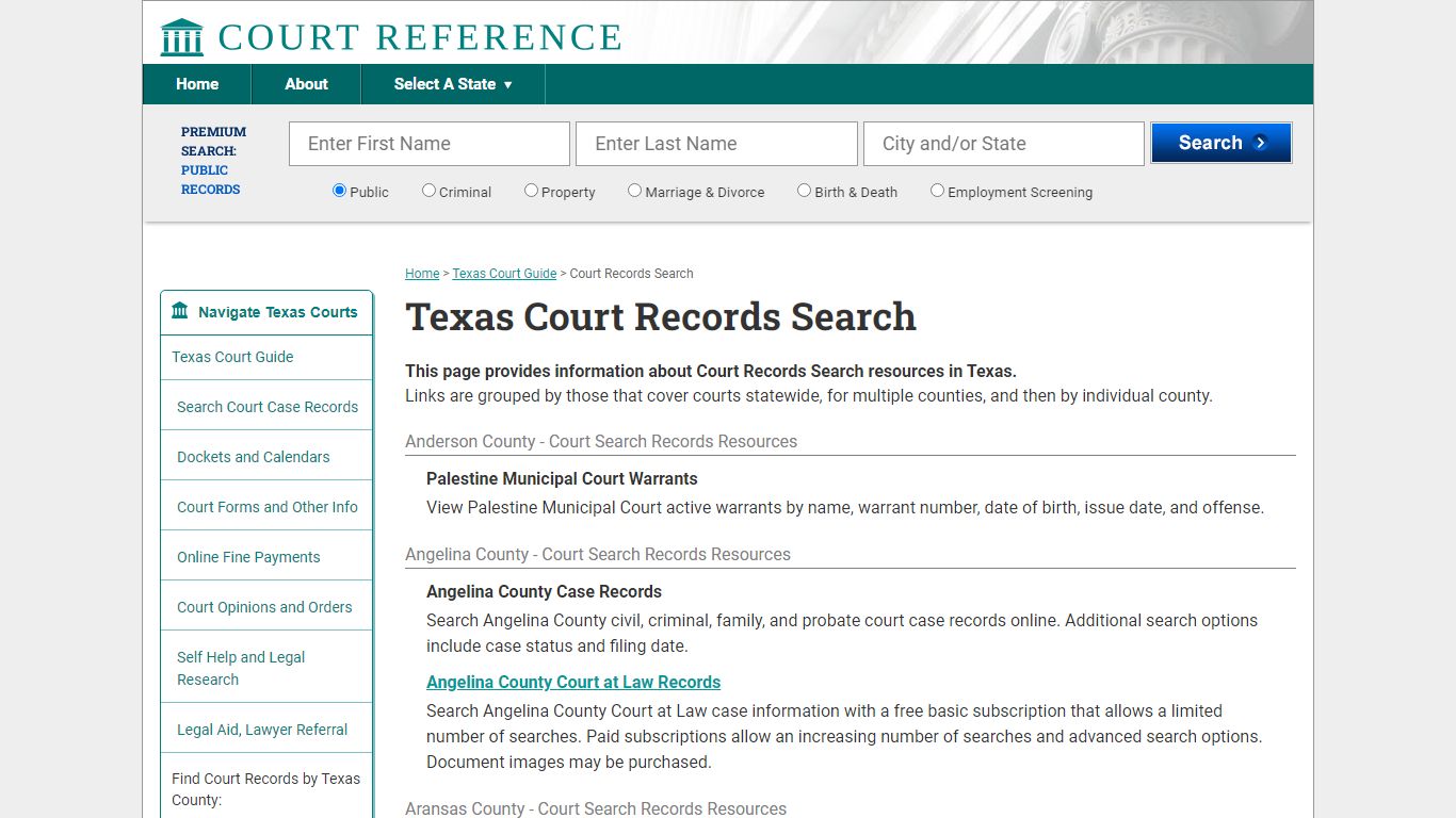 Texas Court Records Search | CourtReference.com